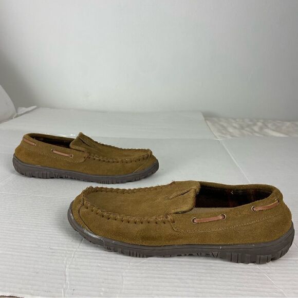 Clarks Leather Slippers Men’s Size 11 Indoor Outdoor Rubber Soles Comfort Cabin - Picture 4 of 11